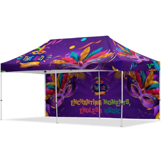 Coated Steel Sublimated Gazebo 6m x 3m - 1 Long Full-Wall Skin Branded